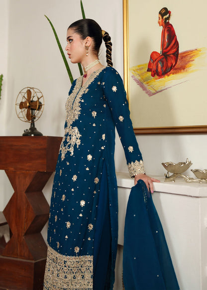 Blue Chiffon Long Kurta Suit Online in Dubai DXB UAE Abudhabi Meena Bazaar