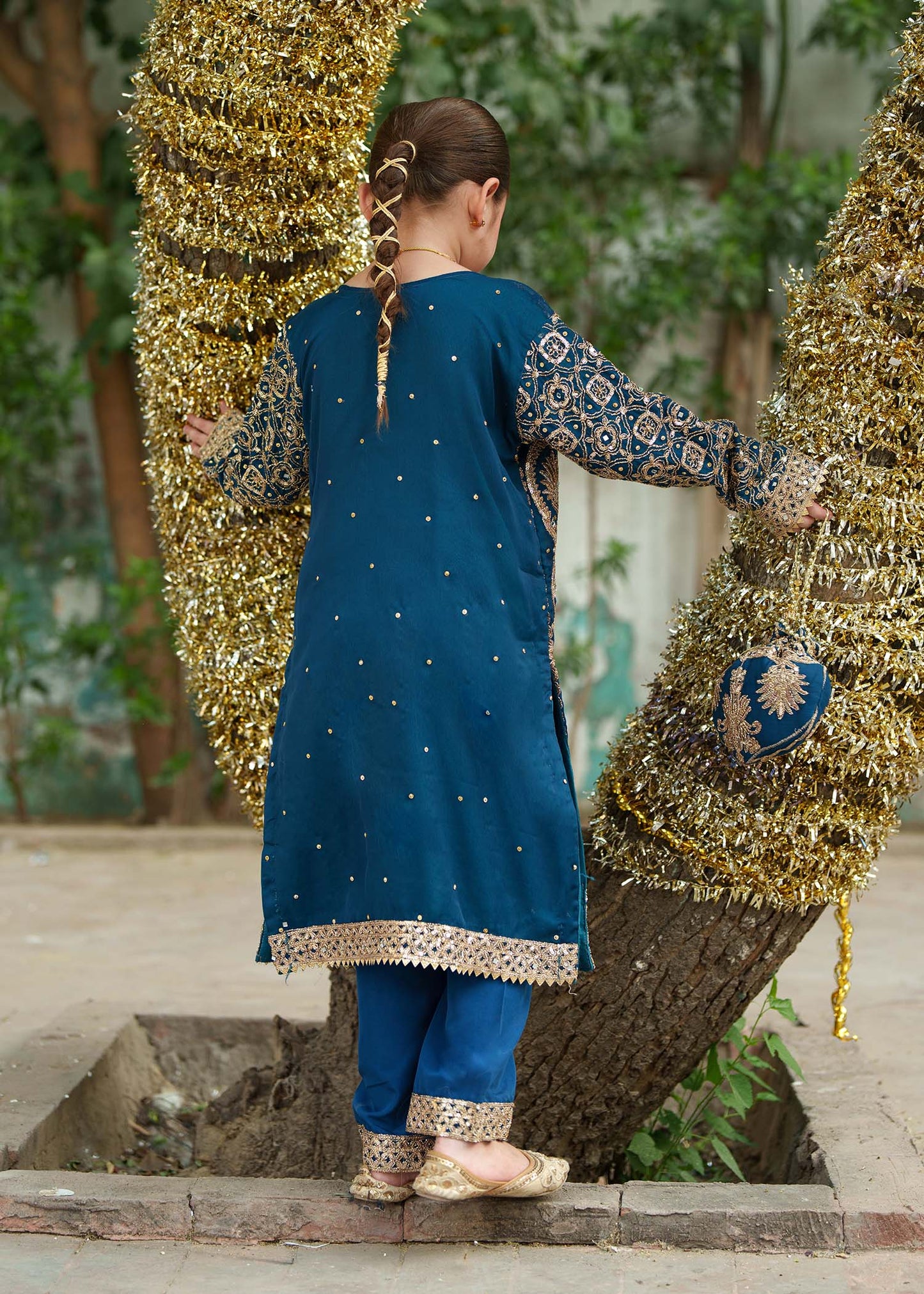 Blue Chiffon Partywear Kids Suit Online in UK USA Canada