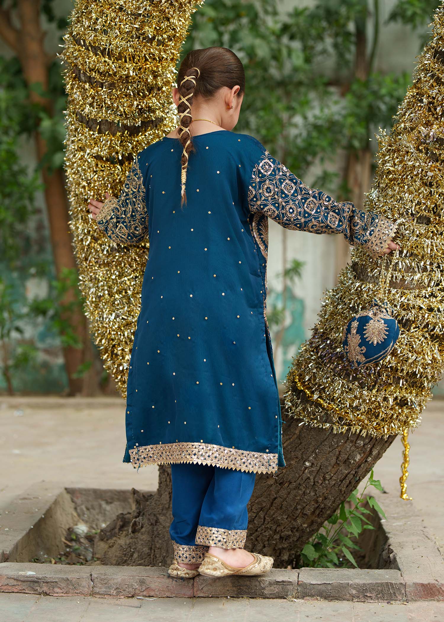 Blue Chiffon Partywear Kids Suit Online in UK USA Canada