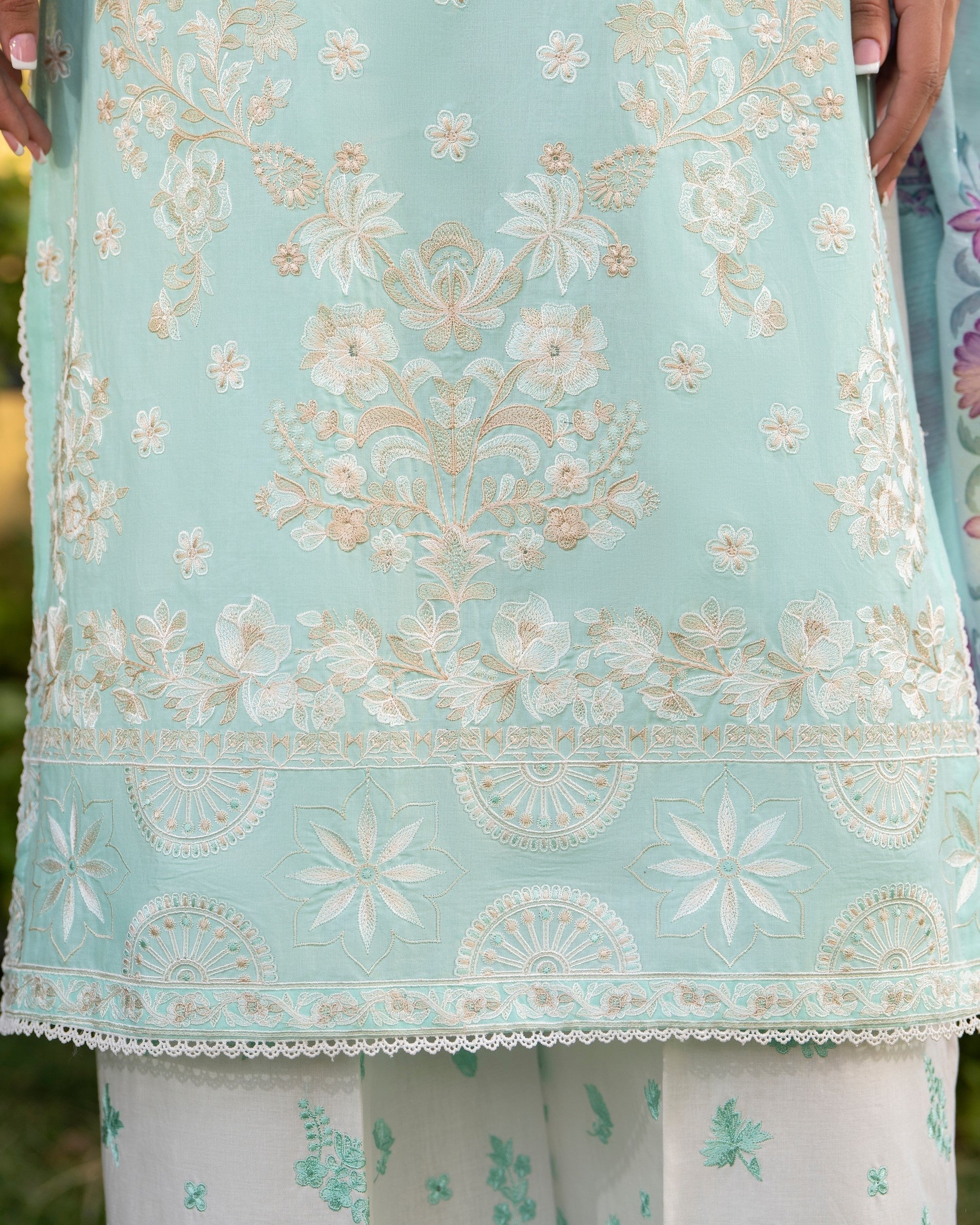 Blue Cotton Embroidered Pakistani Suit Online in KSA Riyadh Saudi Arabia Oman Bahrain Qatar