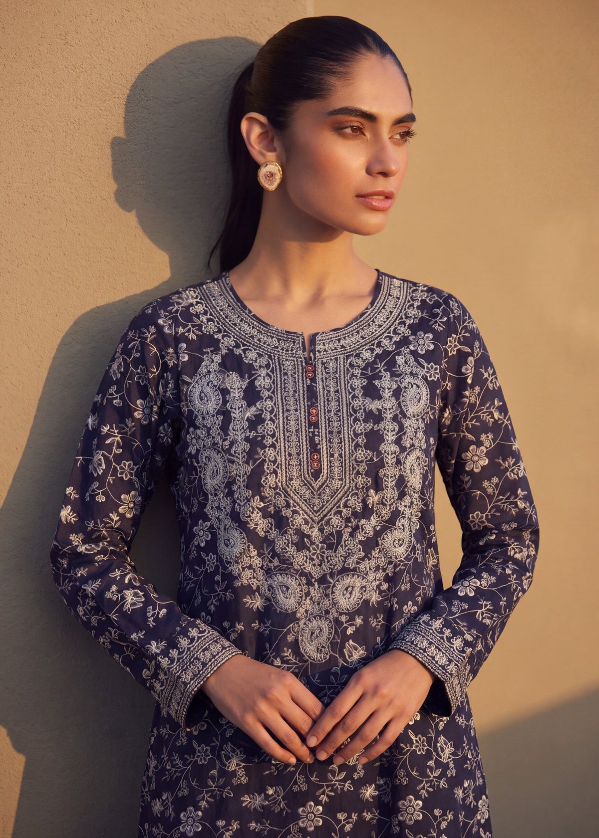 Blue Designer Cotton Kaftan Dress Online in UK USA Canada