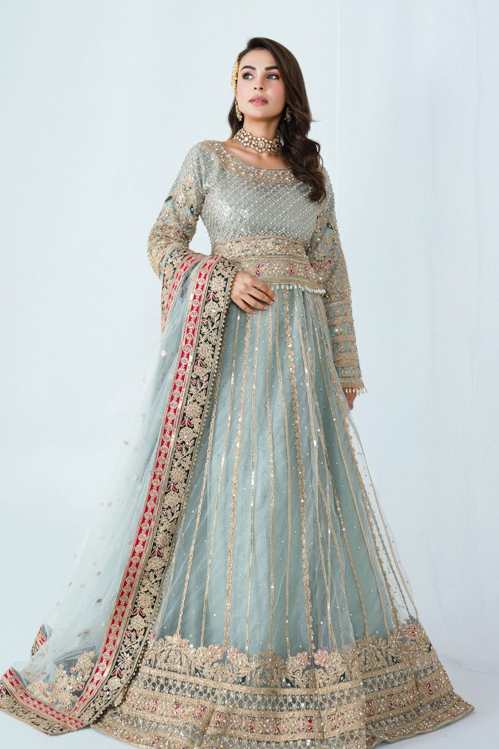 Blue Embellished Net Lehenga Choli Online in Dubai UAE Abudhabi Ajman Sharjah
