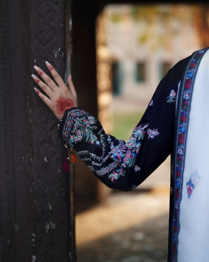 Blue Embroidered Cotton Lawn Pakistani Dress Online in Dubai DXB UAE Abudhabi Meena Bazaar