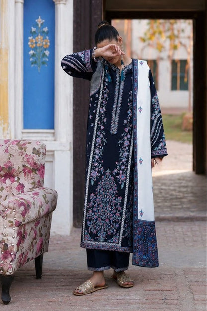 Blue Embroidered Cotton Lawn Salwar Suit Online in Dubai UAE Abudhabi Ajman Sharjah