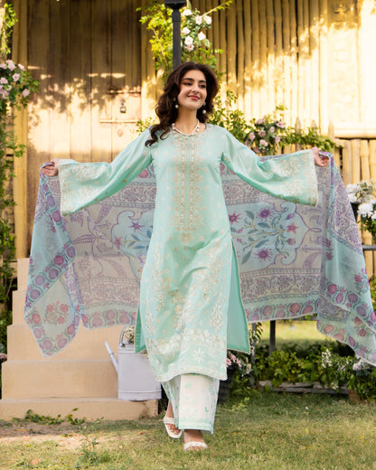 Blue Embroidered Cotton Pakistani Outfit Online in Dubai DXB UAE Abudhabi Meena Bazaar