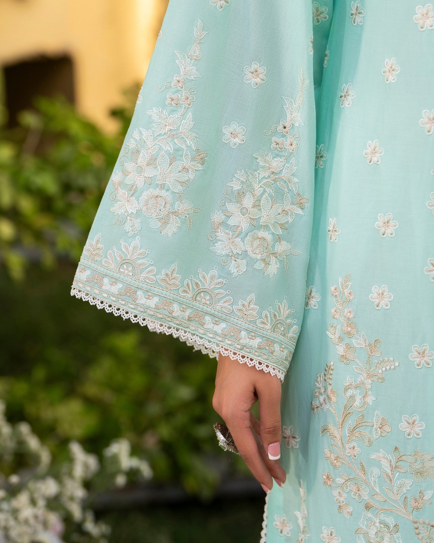 Blue Embroidered Cotton Ready to Wear Suit Online in Dubai DXB UAE Abudhabi Meena Bazaar