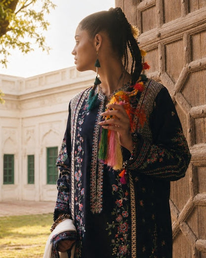 Blue Embroidered Lawn Salwar Kameez for Women Online in Dubai UAE Abudhabi Ajman Sharjah