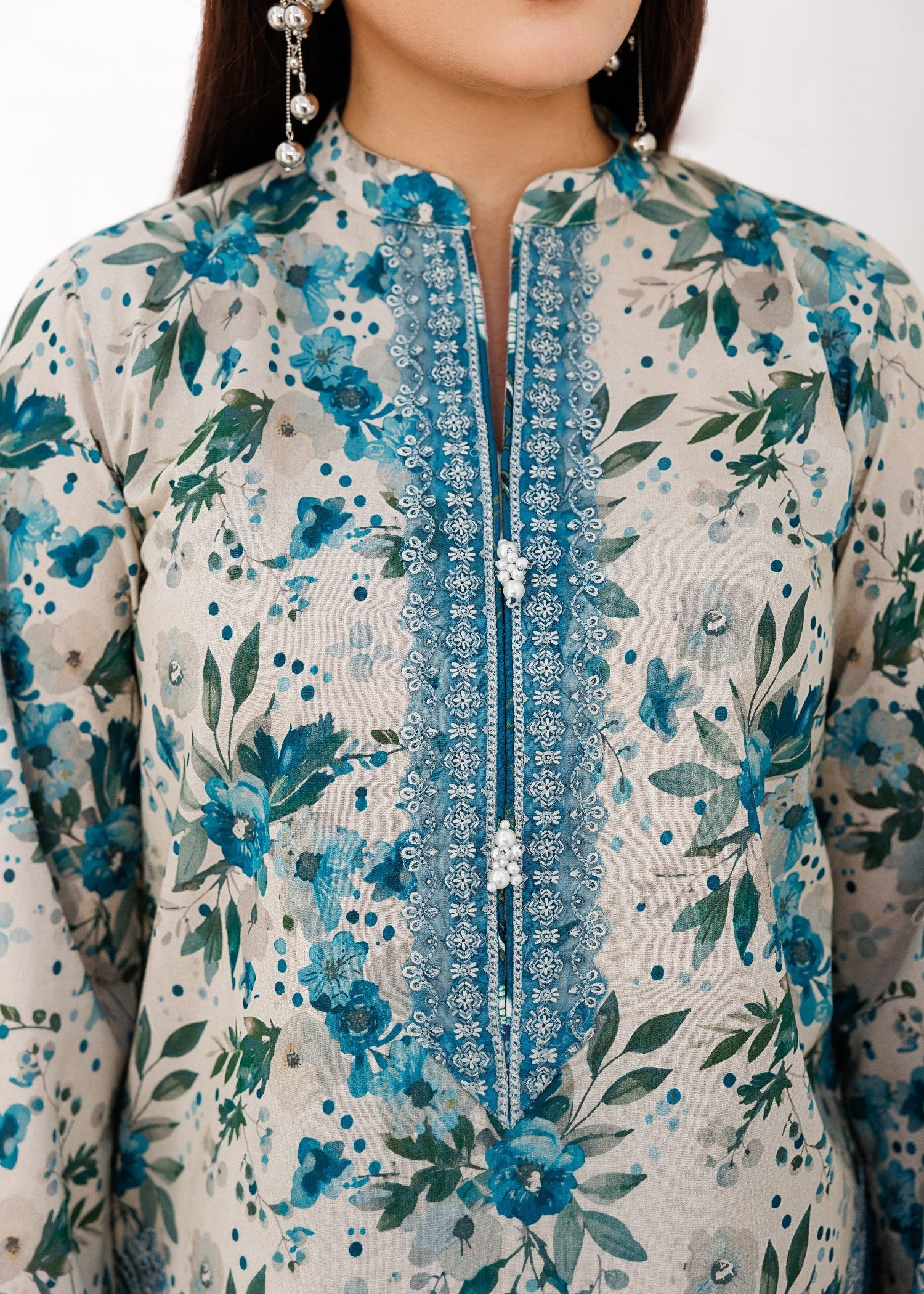 Blue Embroidered Pakistani Suit Lawn Online in UK USA Canada