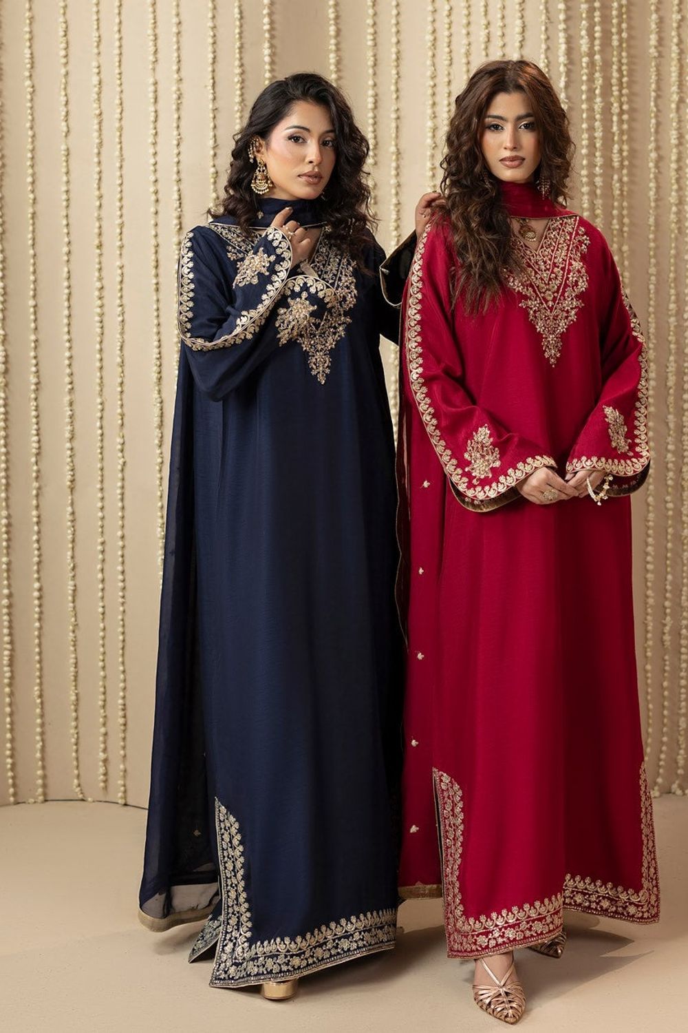 Blue Embroidered Raw Silk Kaftan Suit Online in Dubai UAE Abudhabi Ajman Sharjah