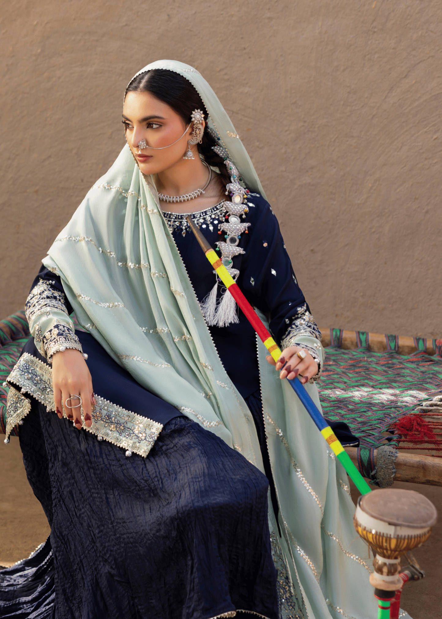 Blue Embroidered Sharara Suit for Women Online in Sri Lanka India Australia