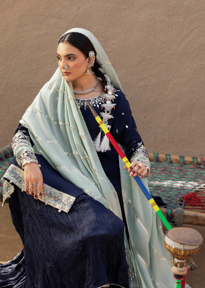 Blue Embroidered Sharara Suit for Women Online in Sri Lanka India Australia