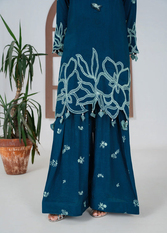 Blue Embroidered Silk Pakistani Suit Online in Sri Lanka India Australia