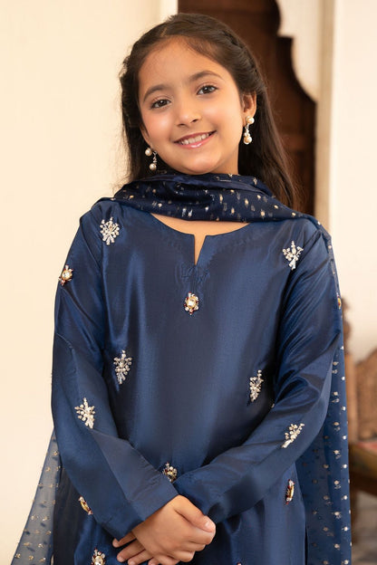 Blue Kattan Silk Adda Work Kids Salwar Kameez Online in Dubai UAE Abudhabi Ajman Sharjah