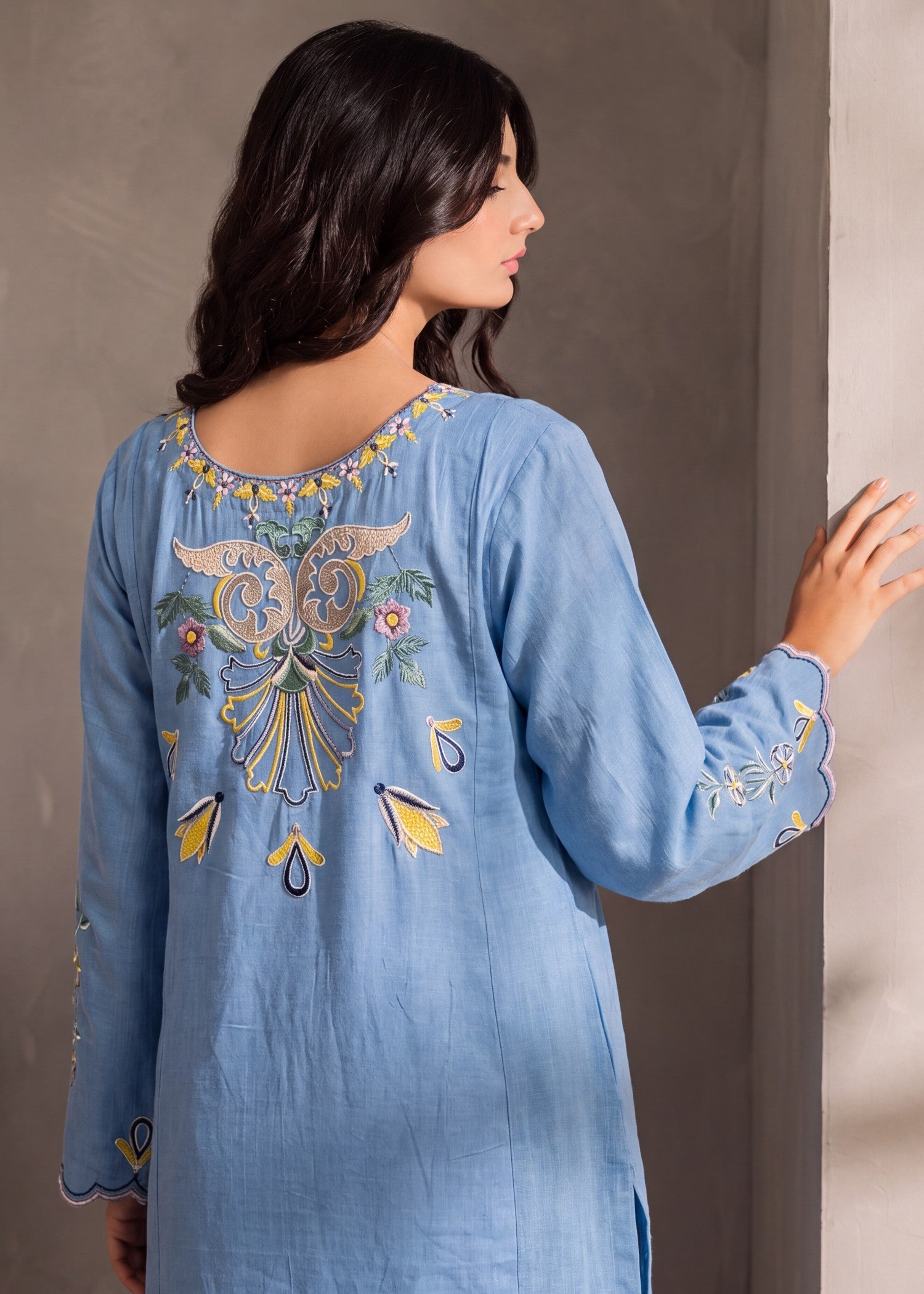 Blue Khaddar Kurta Pajama for Women Online in Sri Lanka India Australia