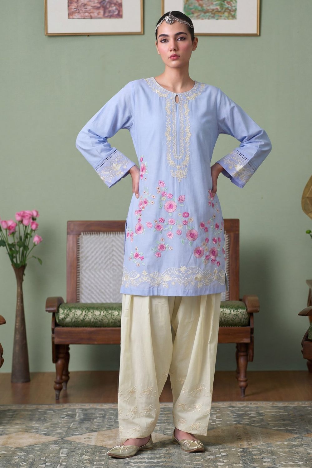 Blue Lagoon Embroidered Lawn Salwar Kameez Online in Dubai UAE Abudhabi Ajman Sharjah
