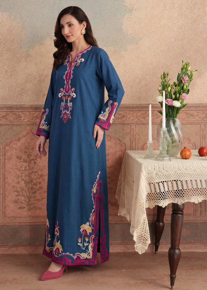 Blue Lawn Kurti with Straight Trouser Online in Sri Lanka India Australia