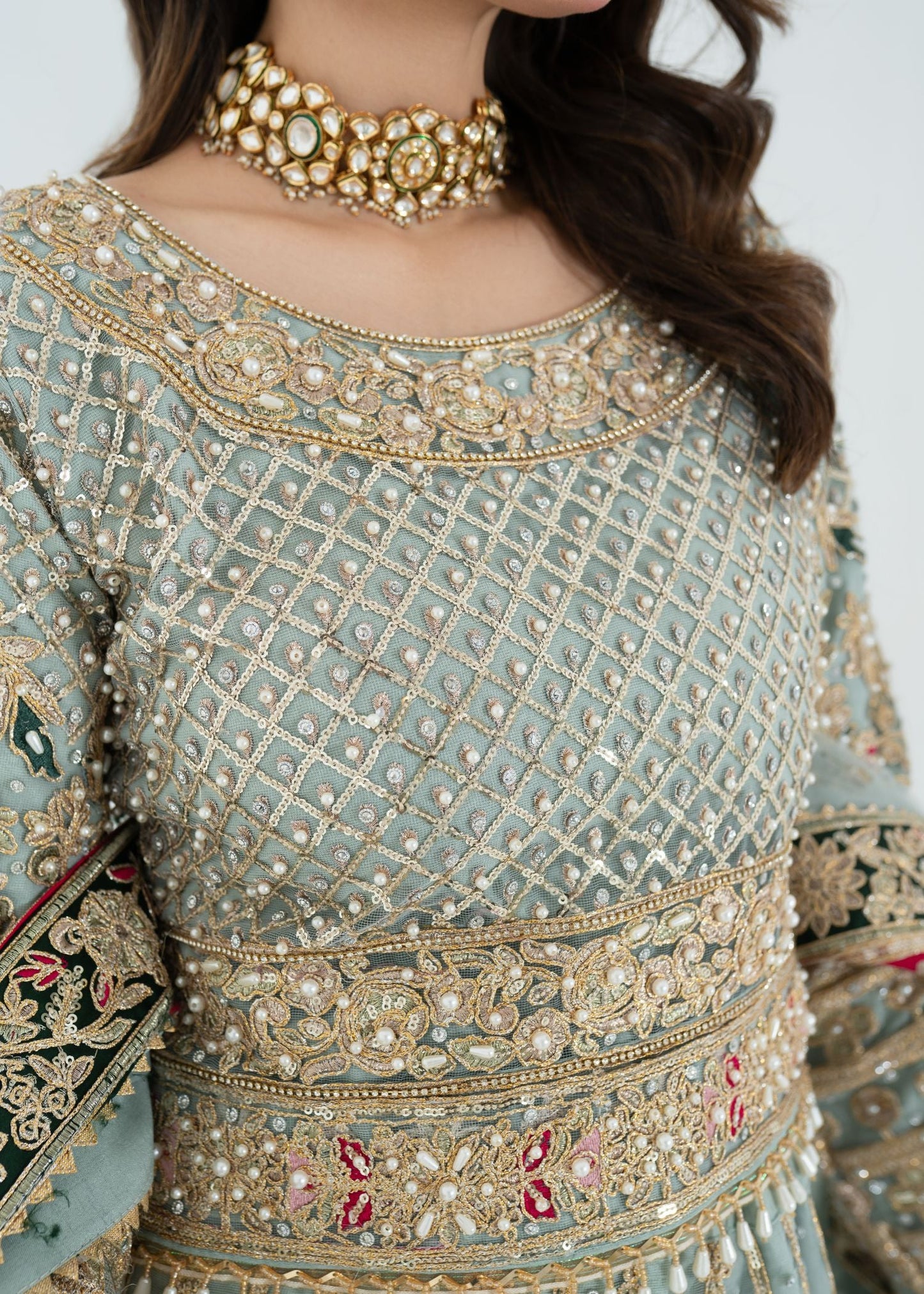 Blue Net Embellished Lehenga Choli Online in Sri Lanka India Australia