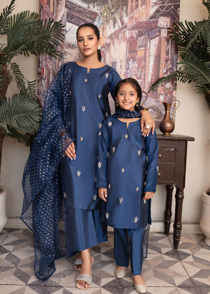 Blue Pipe Work Kattan Silk Pakistani Dress Online in KSA Riyadh Saudi Arabia Oman Bahrain Qatar