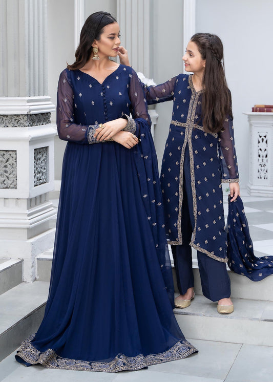 Blue Raw Silk Trouser Chiffon Suit Online in Sri Lanka India Australia
