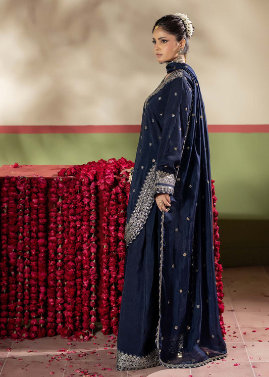 Blue Silk Farshi Shalwar with Dupatta Online in Dubai DXB UAE Abudhabi Meena Bazaar