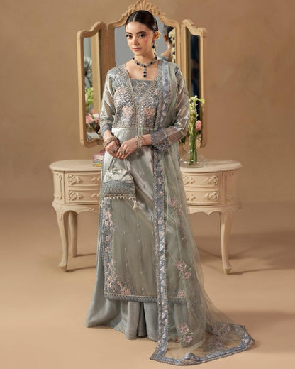Blue Silk Sharara with Potli Bag Online in Dubai UAE Abudhabi Ajman Sharjah