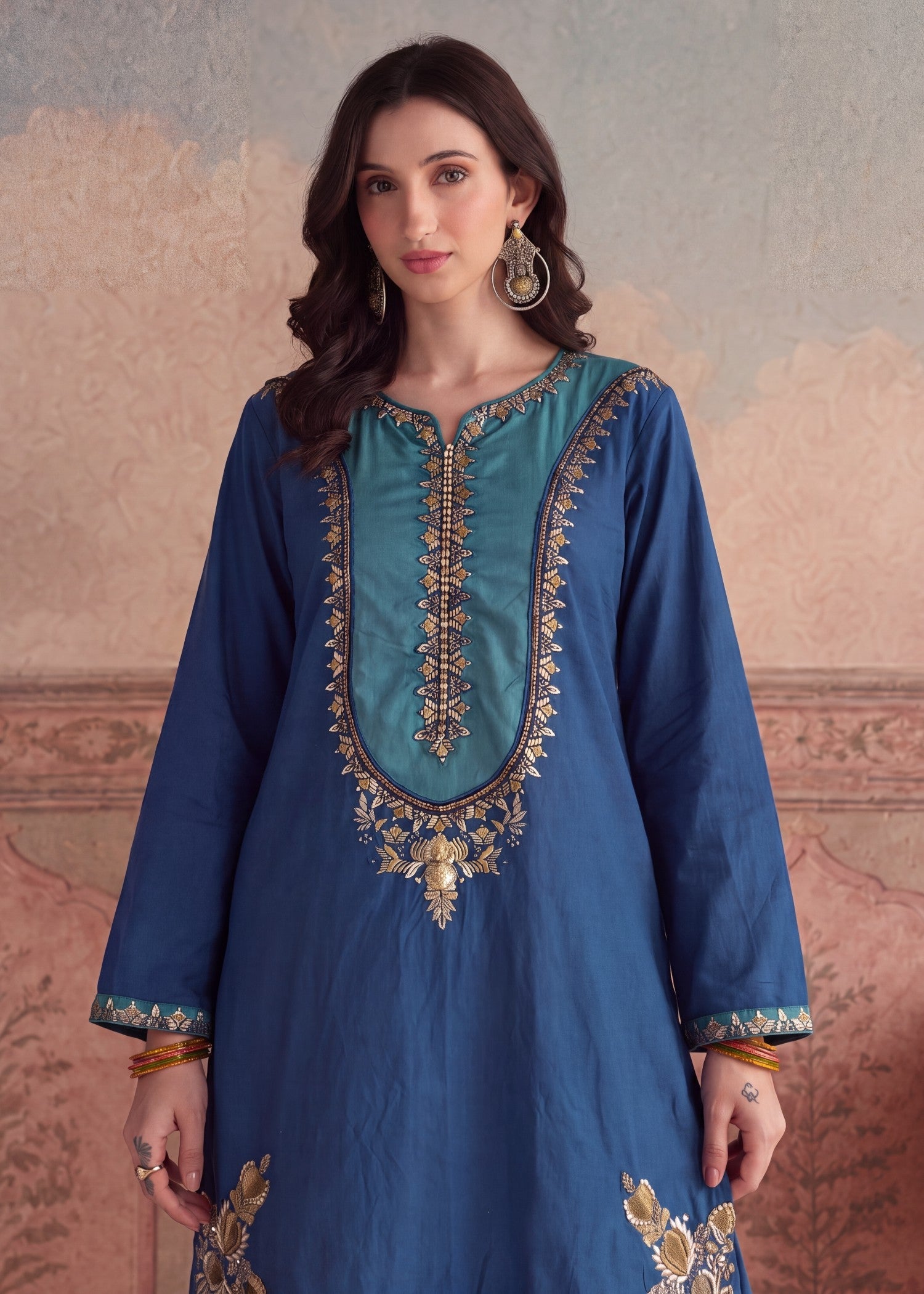 Blue Summer Lawn Kurta Set Online in Sri Lanka India Australia
