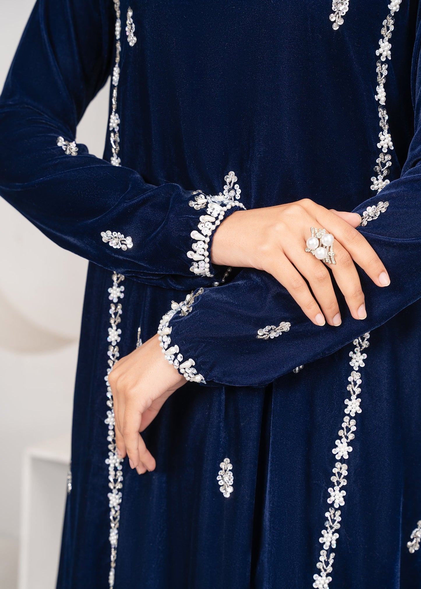Blue Velvet Adda Work Partywear Outfit Online in Sri Lanka India Australia