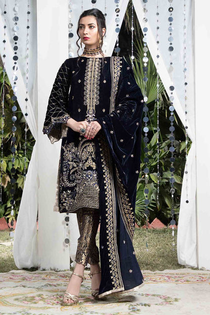 Blue Velvet Adda Work Wedding Kurta Online in Dubai UAE Abudhabi Ajman Sharjah