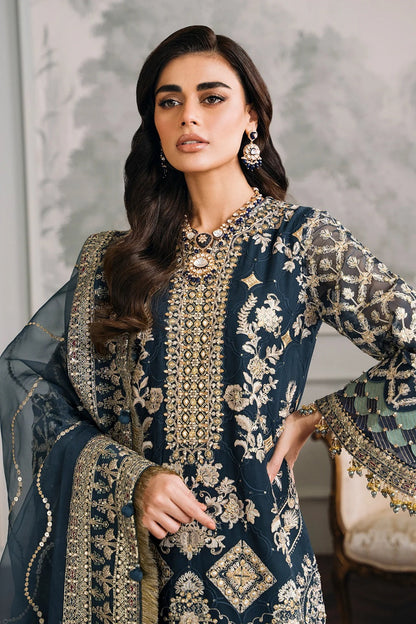 Blue Embroidered Lawn Partywear Suit