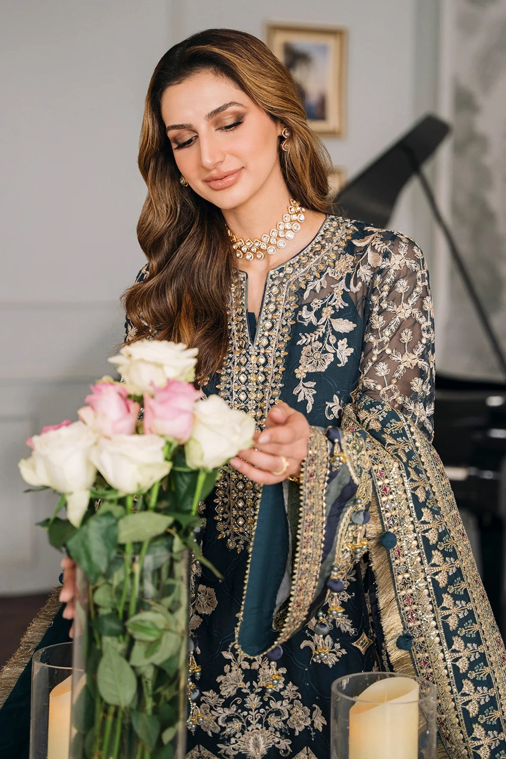 Blue Embroidered Lawn Partywear Suit