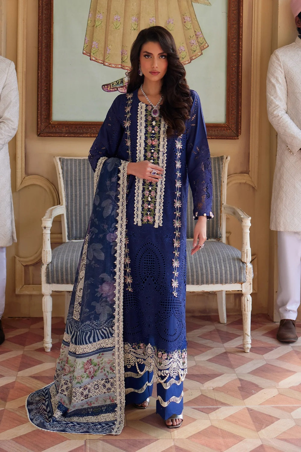 Navy Blue Chikankari Embroidered Lawn Suit