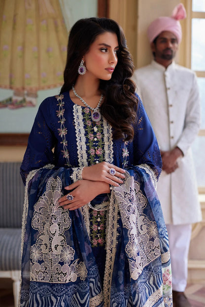 Navy Blue Chikankari Embroidered Lawn Suit