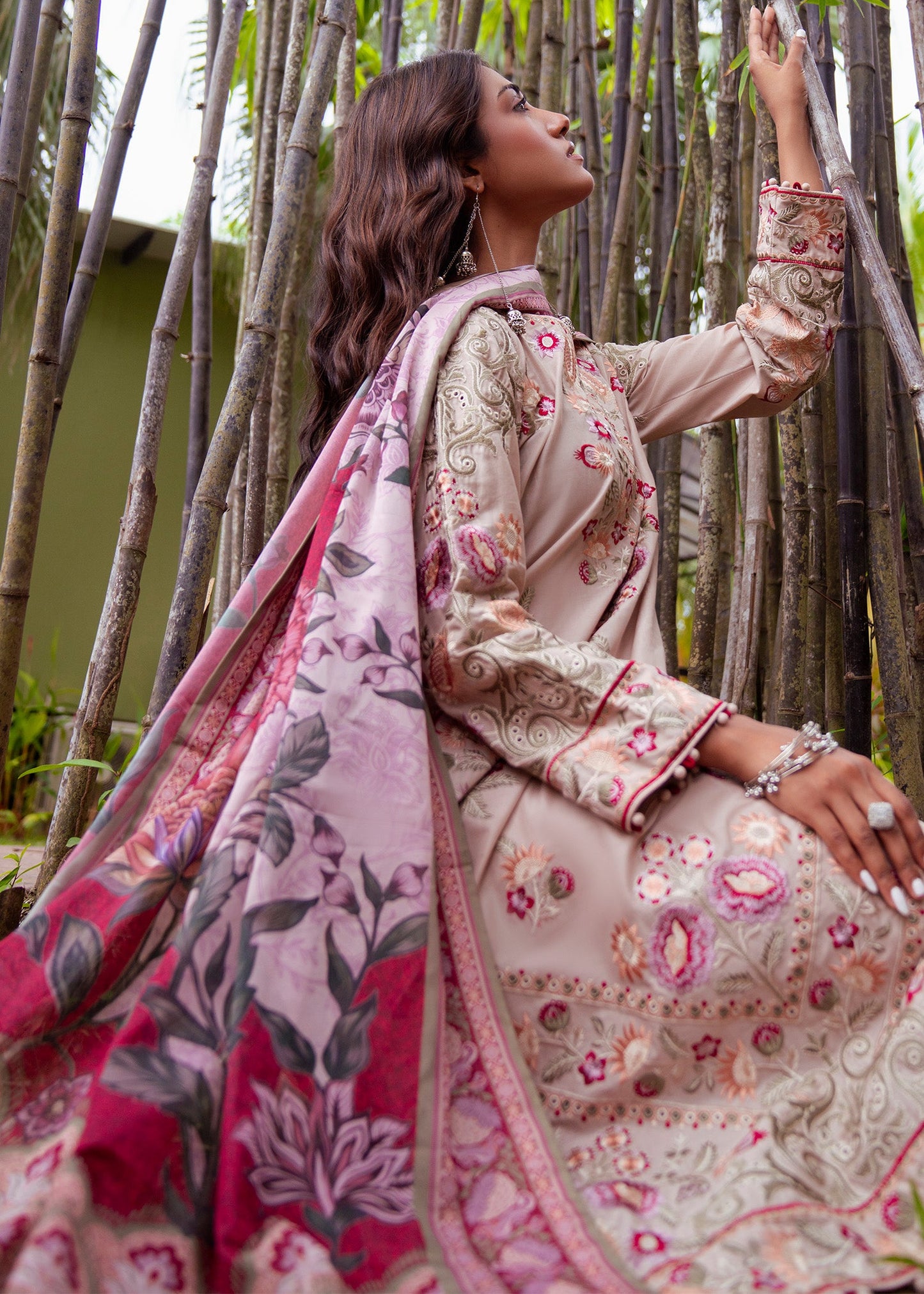 Blush-Beige Embroidered Lawn Straight Kurta Suit Online in Sri Lanka India Australia
