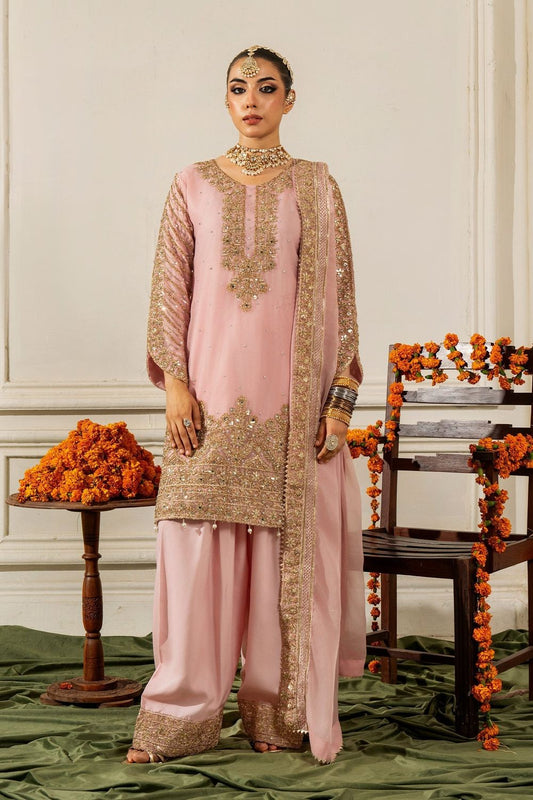 Blush Pink Chiffon Festive Wear Suit Online in Dubai UAE Abudhabi Ajman Sharjah