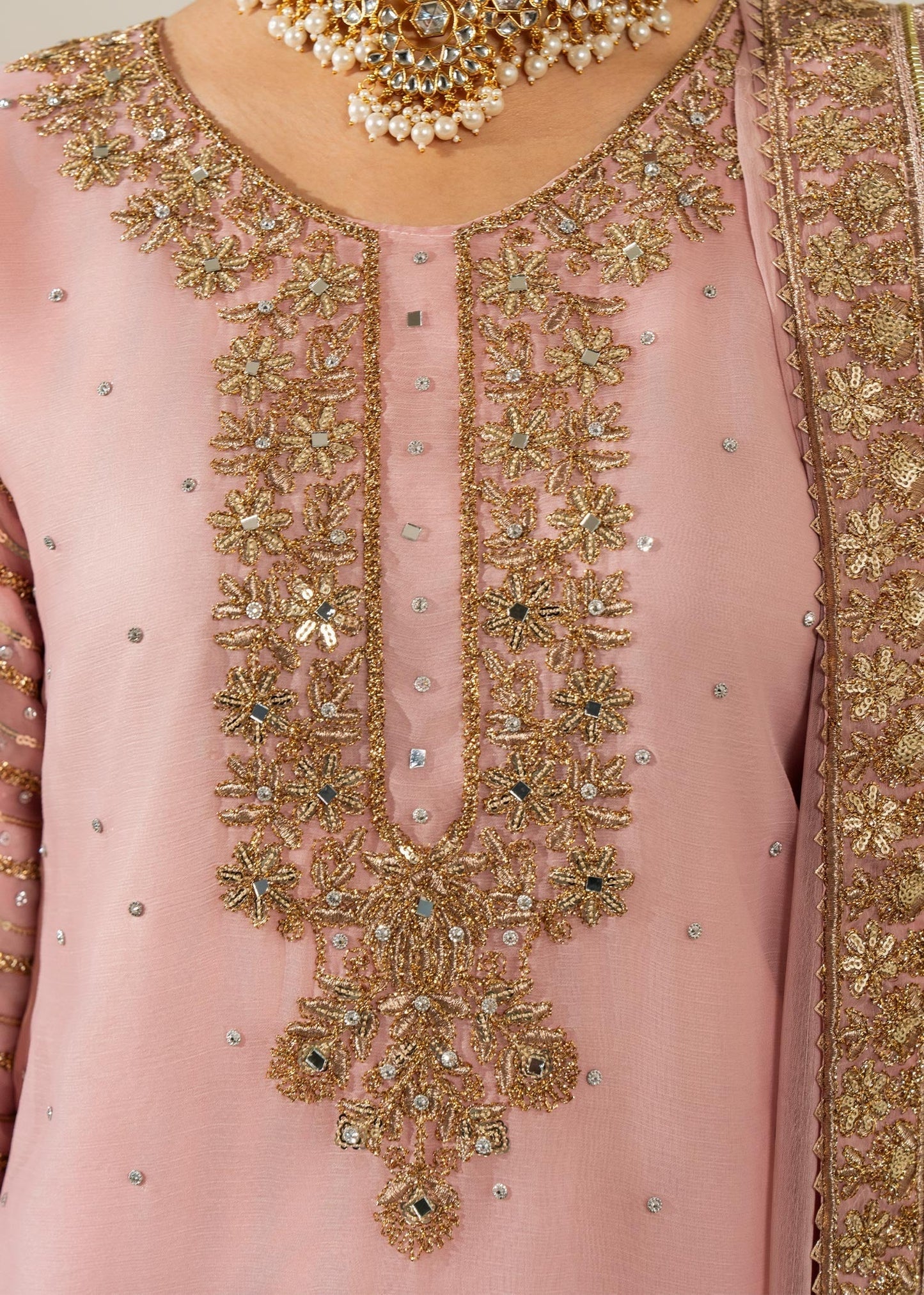 Blush Pink Chiffon Kurta Suit Online in Dubai DXB UAE Abudhabi Meena Bazaar