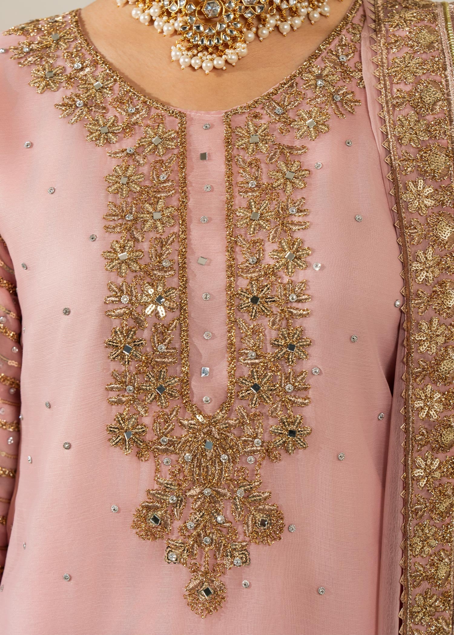 Blush Pink Chiffon Kurta Suit Online in Dubai DXB UAE Abudhabi Meena Bazaar