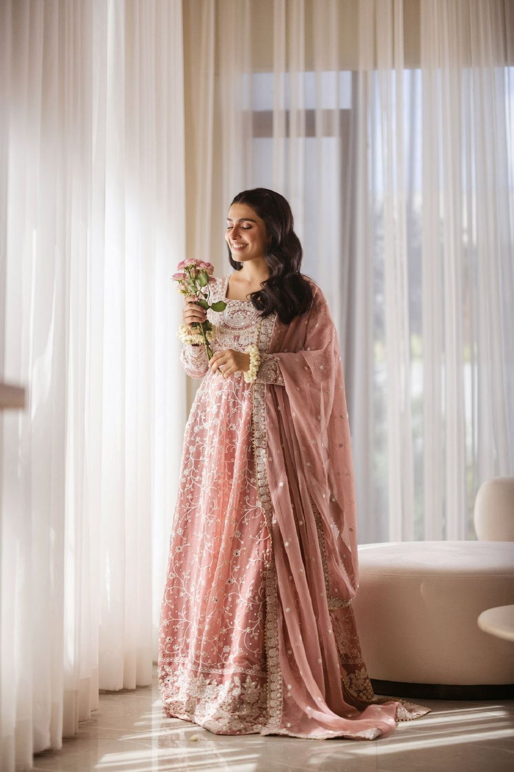 Blush Pink Chiffon Wedding Guest Wear Suit Online in Dubai UAE Abudhabi Ajman Sharjah