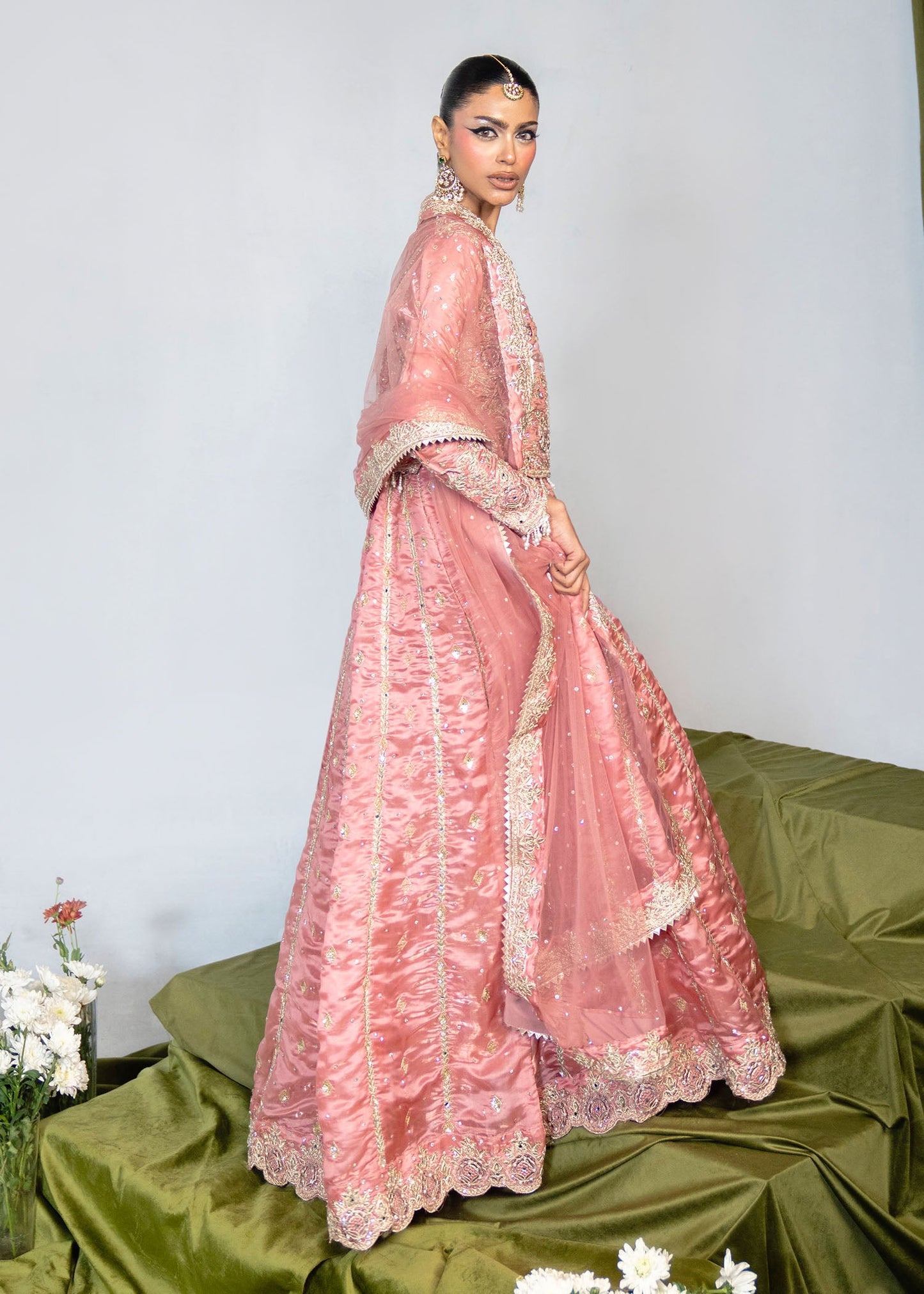 Blush Pink Embellished Wedding Lehenga Online in Sri Lanka India Australia