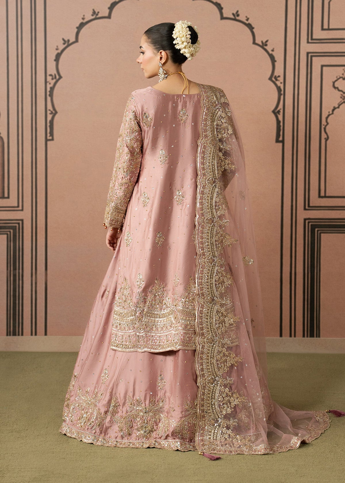 Blush Pink Embroidered Charmuse Formal Salwar Kameez Online in Sri Lanka India Australia