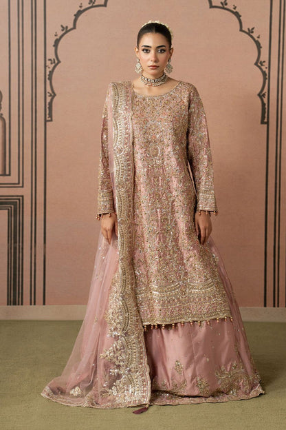 Blush Pink Embroidered Charmuse Pakistani Wedding Dress Online in Dubai UAE Abudhabi Ajman Sharjah