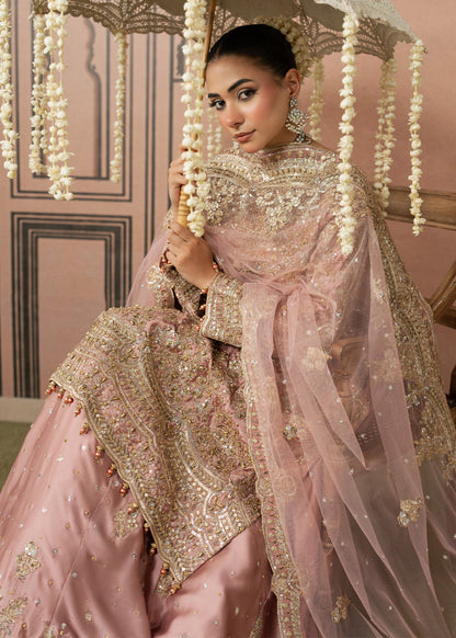 Blush Pink Embroidered Charmuse Wedding and Bridal Dress Online in Dubai UAE Abudhabi Ajman Sharjah