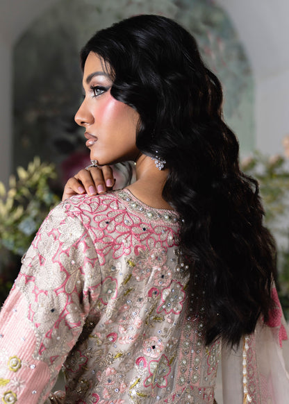 Blush Pink Embroidered Chiffon Formal Suit Online in Dubai UAE Abudhabi Ajman Sharjah