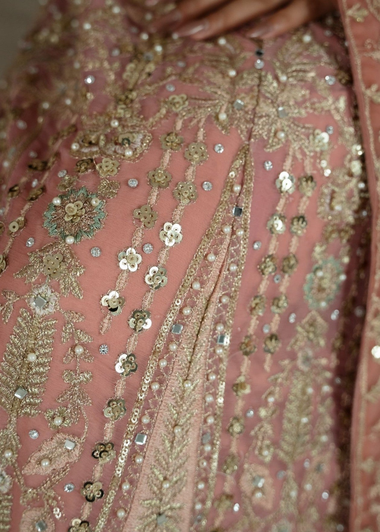 Blush Pink Embroidered Chiffon Frock with Dupatta Online in Dubai DXB UAE Abudhabi Meena Bazaar