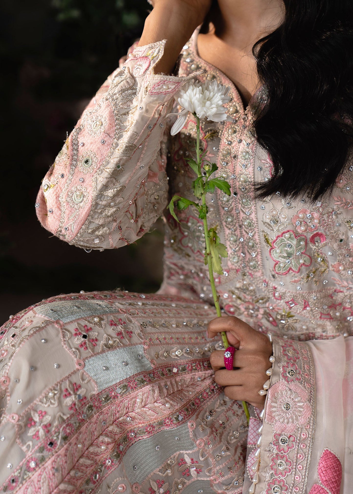 Blush Pink Embroidered Chiffon Pakistani Wedding Suit Online in Dubai DXB UAE Abudhabi Meena Bazaar