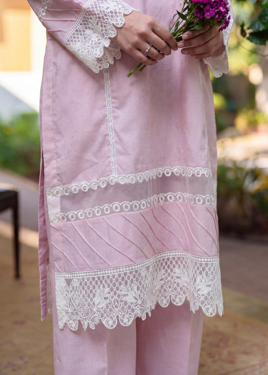 Blush Pink Embroidered Lawn Kurta Pajama Online in Dubai DXB UAE Abudhabi Meena Bazaar