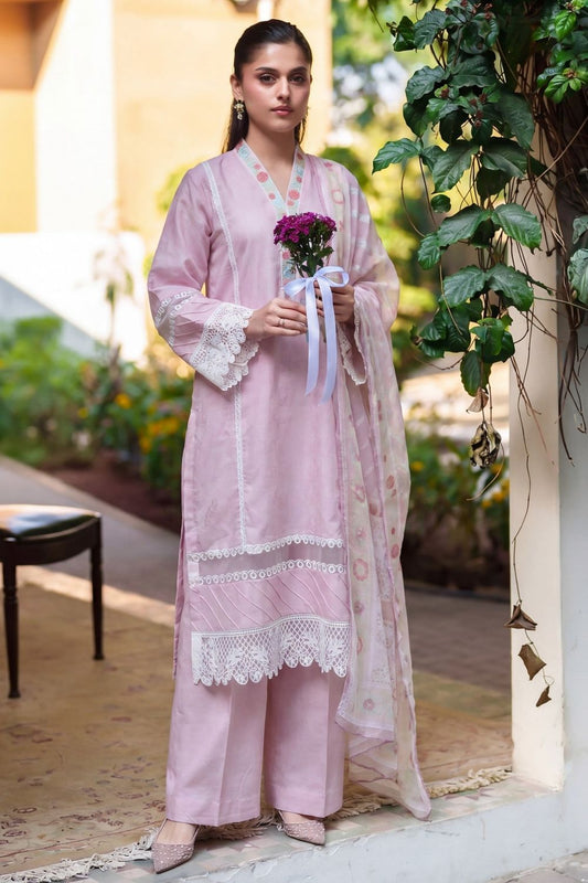 Blush Pink Embroidered Lawn Kurta Set Online in Dubai UAE Abudhabi Ajman Sharjah