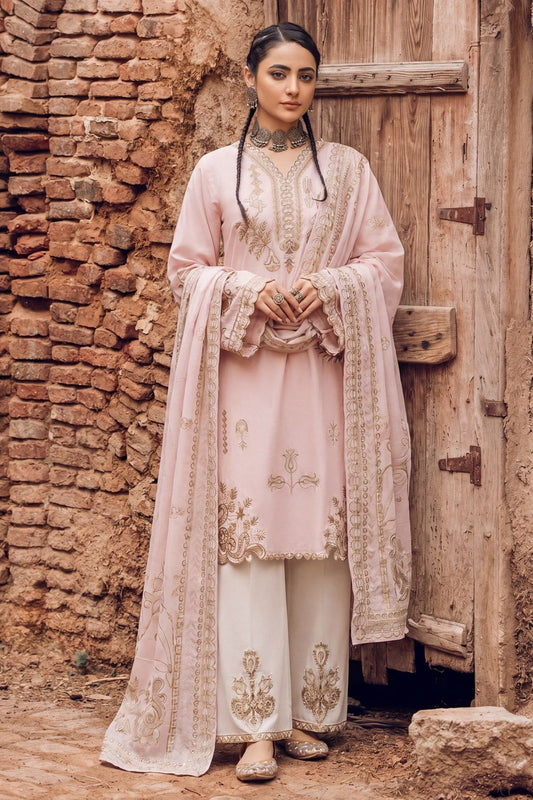 Blush Pink Embroidered Lawn Kurta Set Online in Dubai UAE Abudhabi Ajman Sharjah