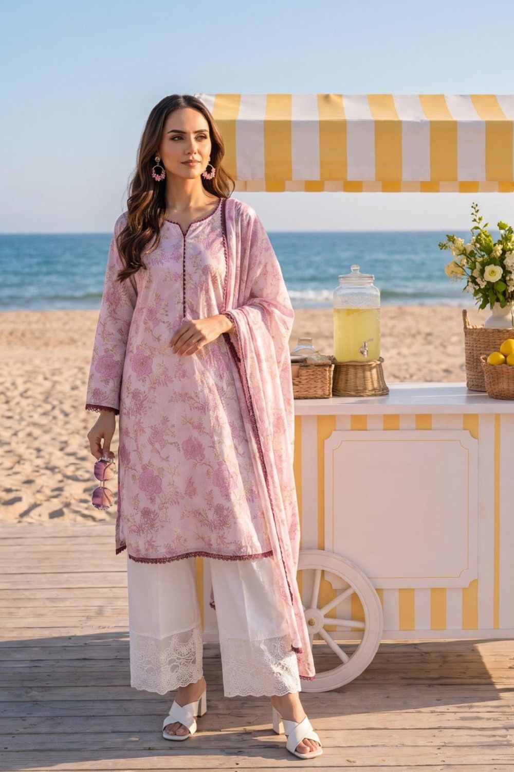 Blush Pink Embroidered Lawn Pakistani Suit Online in Dubai UAE Abudhabi Ajman Sharjah