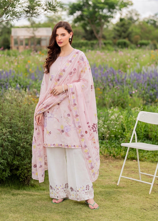 Blush Pink Embroidered Lawn Readymade Suit Online in Dubai DXB UAE Abudhabi Meena Bazaar