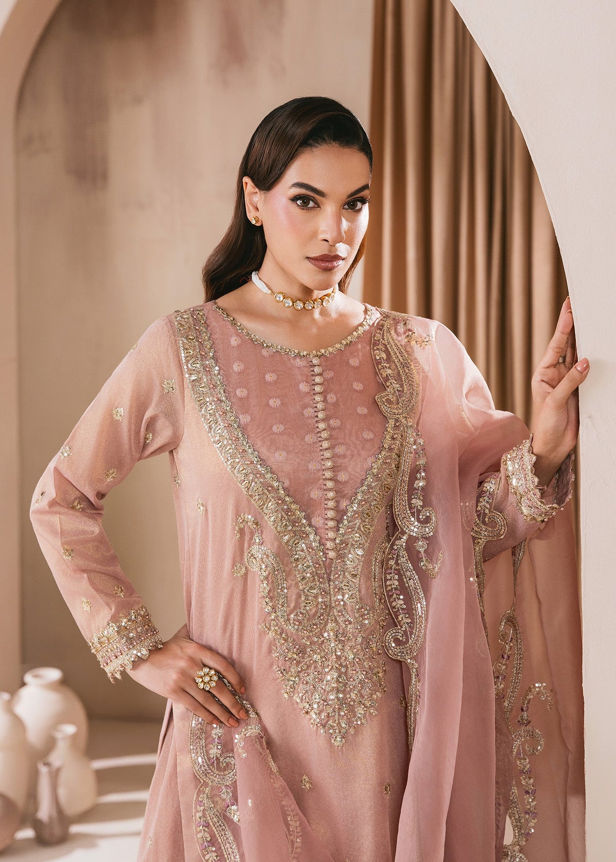 Blush Pink Embroidered Masuri Sharara Online in Dubai DXB UAE Abudhabi Meena Bazaar